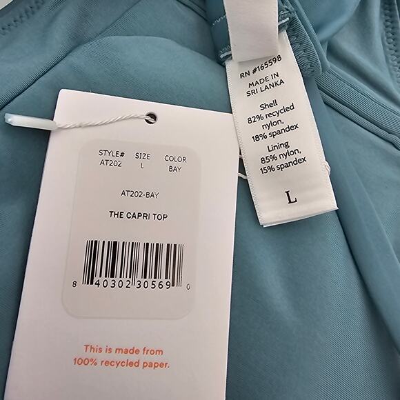 Andie Swim Womans size L The Capri Bikini Top in Bay Blue Crossover Front NEW - Picture 6 of 7